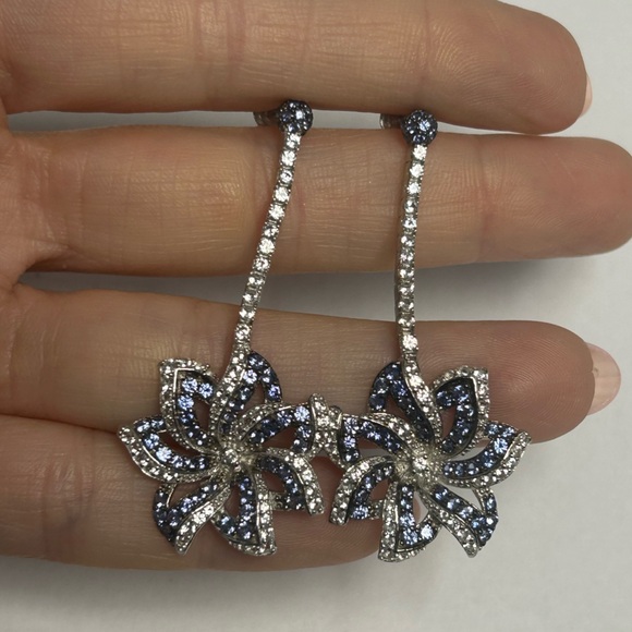 Suzy Levian Sterling Silver Blue Sapphire White Sapphire...